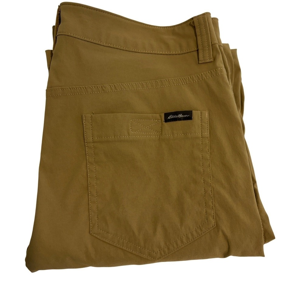 Eddie Bauer Convertible Tech Pants Mens 32W x 33L Tan Hiking Zip Off Stretch